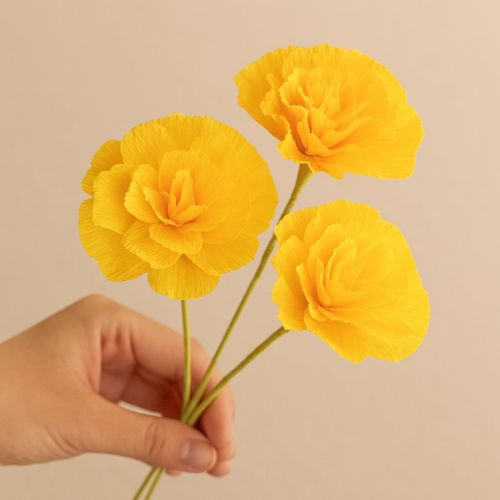 kohteita Kukkaistyylin kreppipaperi auringonkeltainen 50x250cm