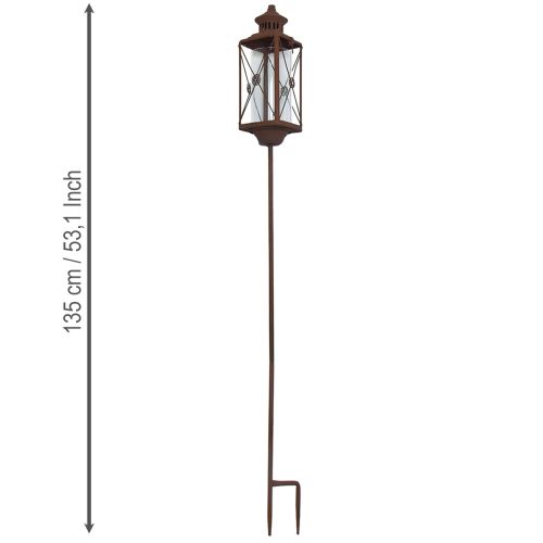 kohteita Puutarhalyhty, metallikoriste, ruosteenvärinen, 12 cm x 12 cm x 135 cm