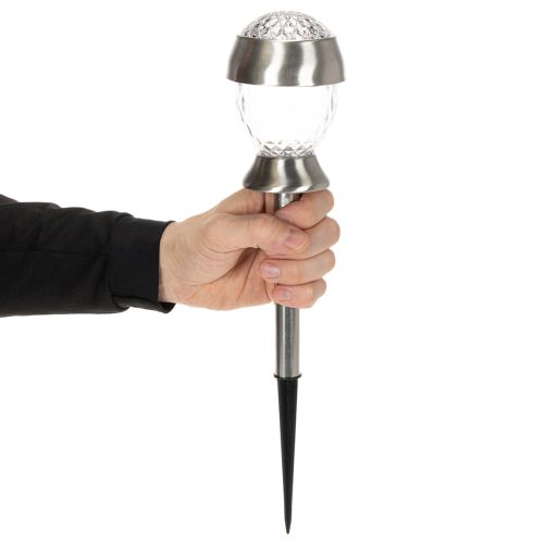 Aurinkokäyttöiset puutarhavalot, pallomaiset valot maapiikillä, 36 cm, 4 kpl | Floristik24.fi
