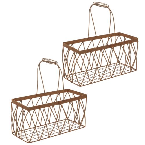 Metallikori, metallia, ruosteenvärinen, 28x13,5x14cm, 2 kpl ostaa | Floristik24.fi
