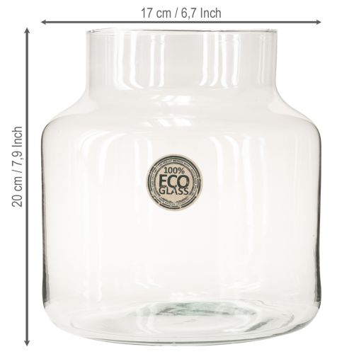 kohteita Lasimaljakko Pyöreä kukkamaljakko Suuri 100 % kierrätyslasia K20 Ø17cm