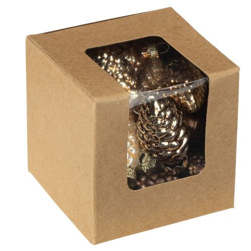 kohteita Ripustettavat lasikartiot, kartiot, lasia, ruskeaa, kultaa, 5,5 cm, 14 kpl