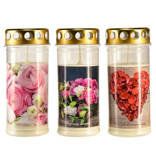 Floristik24 Hautavalot valkoiset ruusut sydänaiheinen suru Ø7cm K18cm 3kpl