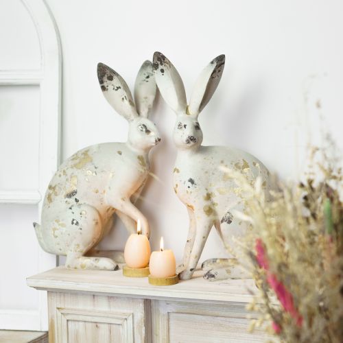 Floristik24 Bunny Sitting Vintage Gold Beige Pöytäkoristelu pääsiäinen H35,5cm 2kpl