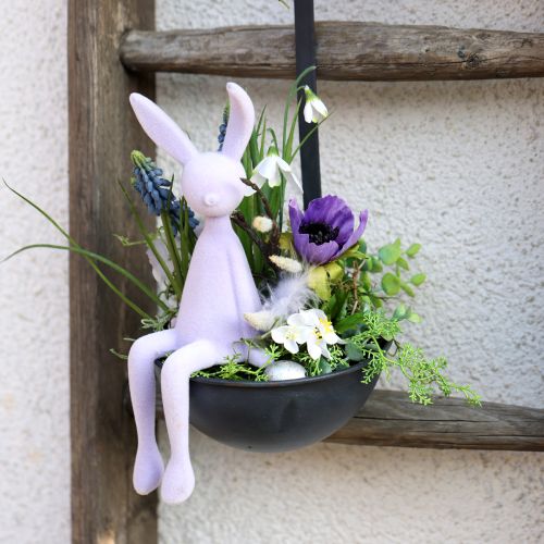 kohteita Bunny Edge -jakkara pääsiäispupu flokoitu purppura lila - 2. valinta - 28 cm 3 kpl