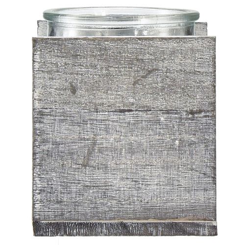 kohteita Lasista valmistettu kynttilänjalka maalaismainen puurunko - harmaa-valkoinen, 10x9x10cm - viehättävä pöytäkoristelu 3 kpl