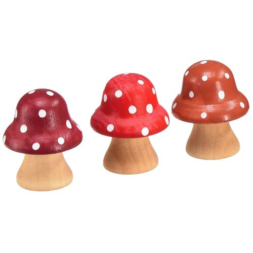 kohteita Puiset Sienet Koristesienet Puiset Mini Kärpäshelpot Punainen Oranssi 4cm 12 kpl