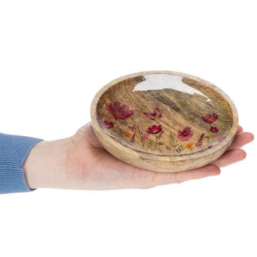 kohteita Puiset lautaset kukilla ja perhosilla, luonnonvaaleanpunainen, Ø15cm, 3 kpl