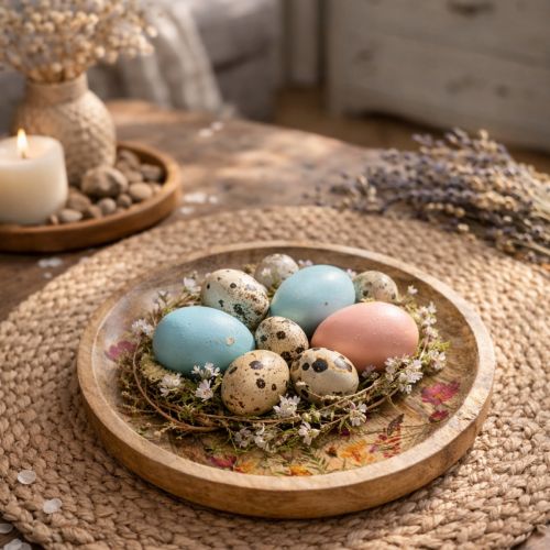 kohteita Puiset lautaset kukilla ja perhosilla, luonnonvaaleanpunainen, Ø15cm, 3 kpl