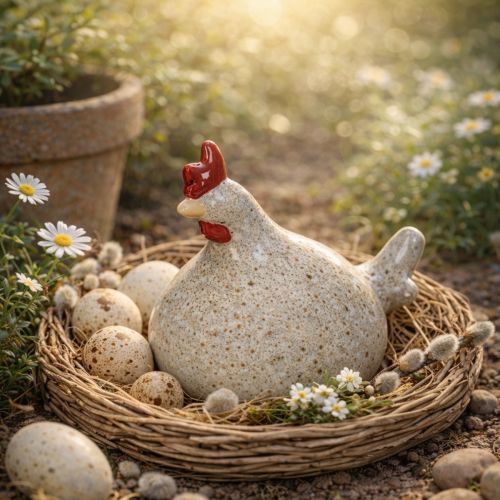 kohteita Keraaminen kanahahmo, hauska muotoilu tyylikkääseen kodin sisustukseen, 16 cm, 2 kpl