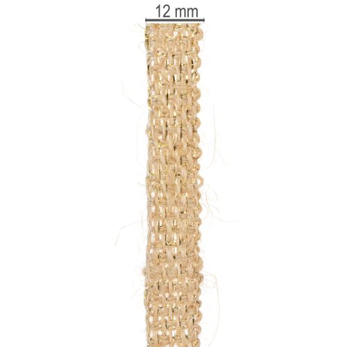 kohteita Juuttinauha, rustiikkinen koristenauha, luonnonvärinen juutti, kulta, 12 mm, 10 m