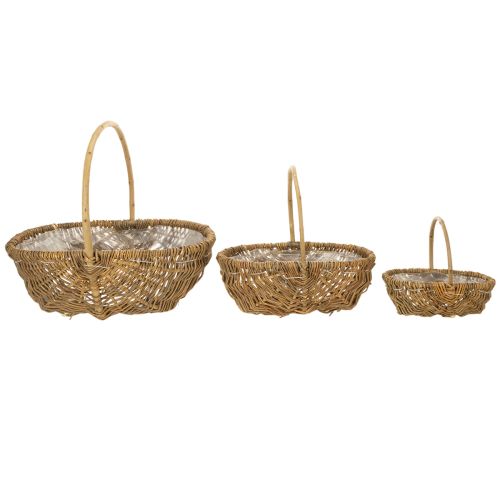 Perunakori 43/33/23 cm foliolla, luonnonvärinen, 3 kpl:n setti. | Floristik24.fi