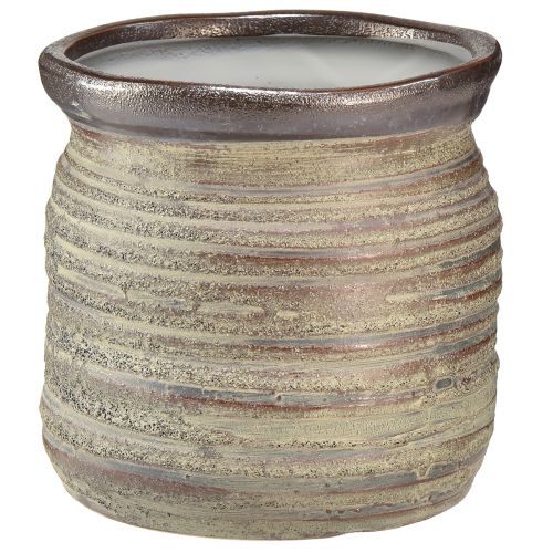 Floristik24 Keraaminen ruukkukasvi koristemaljakko metallinharmaan ruskea 14×14cm