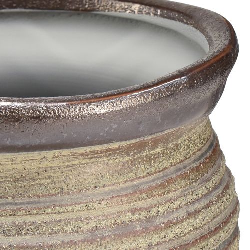 kohteita Keraaminen ruukkukasvi koristemaljakko metallinharmaan ruskea 14×14cm