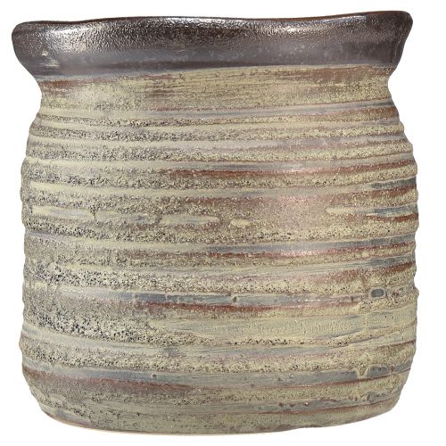 kohteita Keraaminen ruukkukasvi koristemaljakko metallinharmaan ruskea 14×14cm