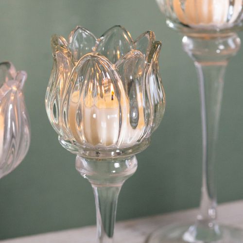 kohteita Lasinen kukkakynttilänjalka tyylikkääseen pöytäkoristeeseen, tapahtumiin ja häihin, 22 cm