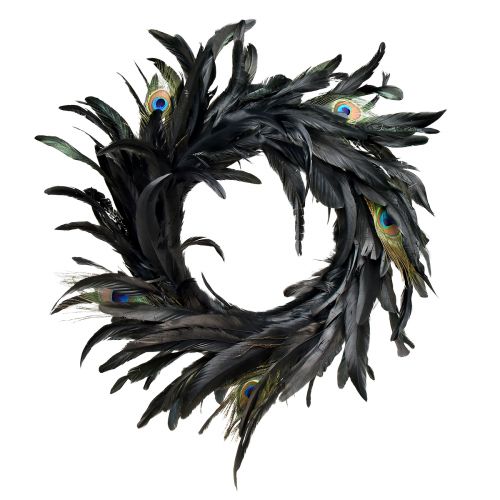 Hieno riikinkukon höyhen seppele - luonnolliset irisoivat värit 30 cm - Ylellinen sisustus kotiin ja tapahtumiin
