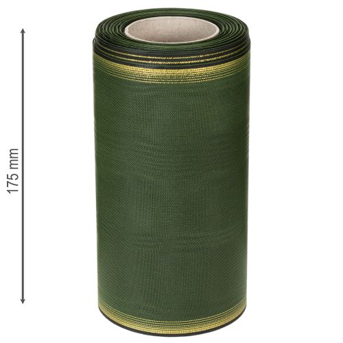 kohteita Elegantti moiré-seppelenauha, 175 mm, tummanvihreä helmiäisreunuksella ja taftikudoksella juhlatilaisuuksiin