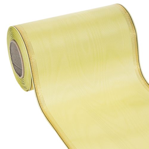 Moiré-seppelenauha, vaaleanvihreä kultareunuksella, 175 mm x 25 m, korkealaatuinen kukkakoriste