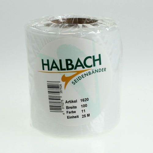 kohteita Valkoinen seppelenauha 100 mm x 25 m Hautajaiskukkakoristeet