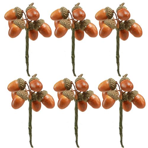 Floristik24 Keinotekoiset tammenterhot lankakoristeeksi syysseppeleeseen 3cm 6 kpl