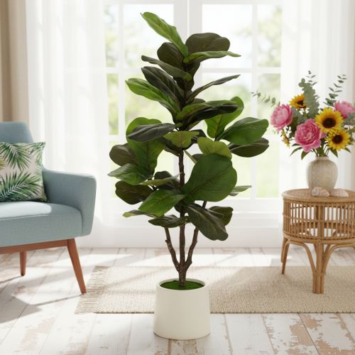 Keinotekoinen Ficus lyrata 120 cm koriste olohuoneeseen | Floristik24.fi