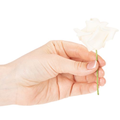 Tekoruusu, kermanvärinen, 10 cm kukinto varressa, 100 kpl | Floristik24.fi