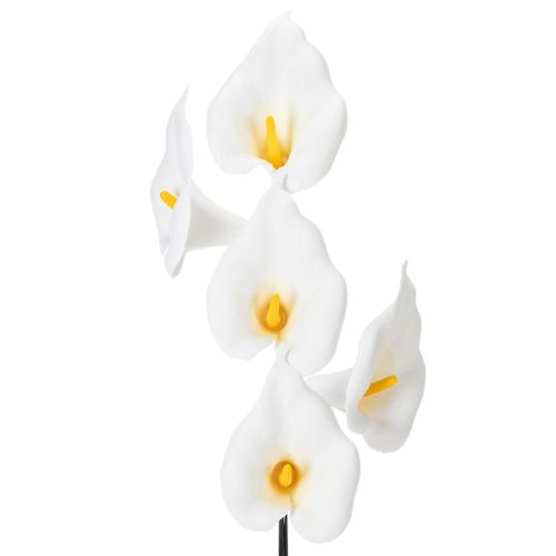 Keinotekoinen kalla keltaisilla heteillä, koristeellisilla kukilla, 35 cm, 10 kpl