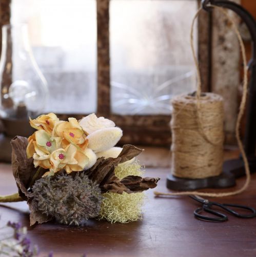 kohteita Tekokukkien kimppu, ruusu, hortensia, kuiva ilme, vintage-koristelu, 38 cm