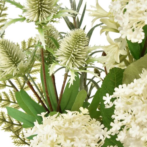 kohteita Keinotekoinen kukkakimppu lumipallokasvi teasel saniainen 65cm