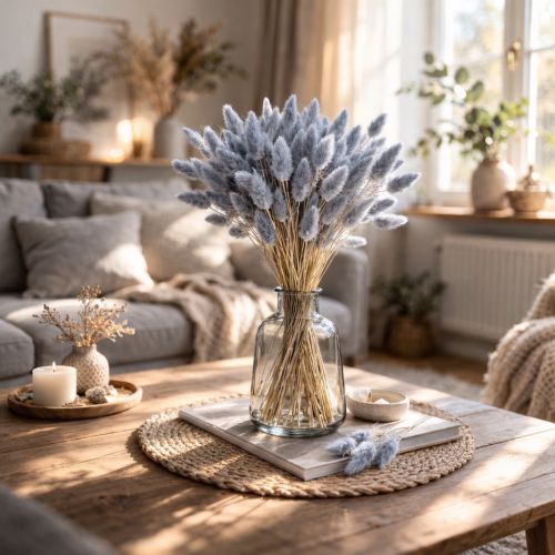 kohteita Kuivattu Lagurus (jäniksenhäntäheinä) harmaa kuivattuihin kukkakimppuihin 60 cm 75 g