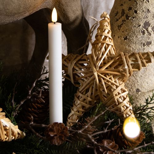 kohteita LED-kynttilät, valkoiset, kartiomaiset, vahaiset, lämmin valkoinen, 24,5 cm, 2 kpl