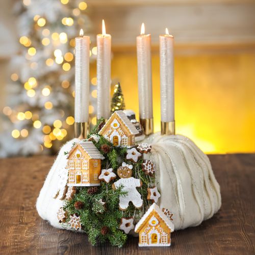 Floristik24 Light house LED piparkakkutalo ruskea valkoinen H8/10cm 4kpl