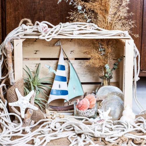 Floristik24 Merenkulun sisustus kalastusverkko kuoret luonto 400×150cm