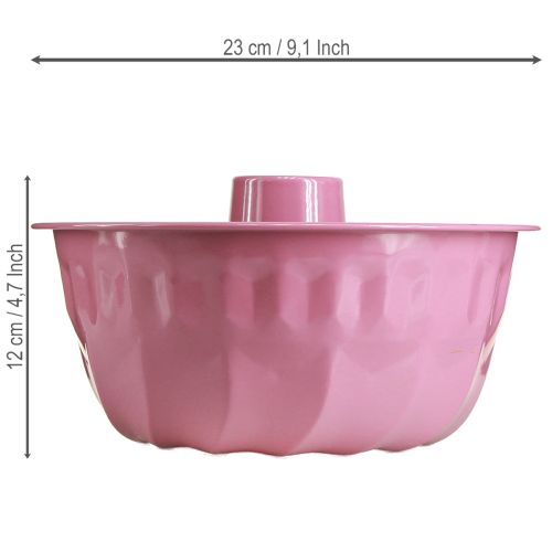 Metallinen koristekulho, leivontavuoka, Bundt-kakkuvuoka, pinkki, Ø23cm, K12cm | Floristik24.fi