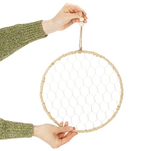 kohteita Boho-metallikoristerengas, hopea, Ø28cm, luonnonkiharilla, 4 kpl setti - riippuva koriste, seinäkoriste