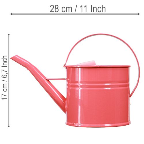 Metallinen koristeellinen kastelukannu, vaaleanpunainen kukkaruukku, 1,25 l, sisä-/ulkokäyttöön, parveke | Floristik24.fi