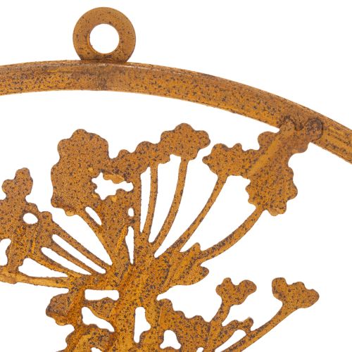 Metallirengas, ruostunut metalli, koristerengas, seinäkoriste, tillinoksa, Ø38cm | Floristik24.fi