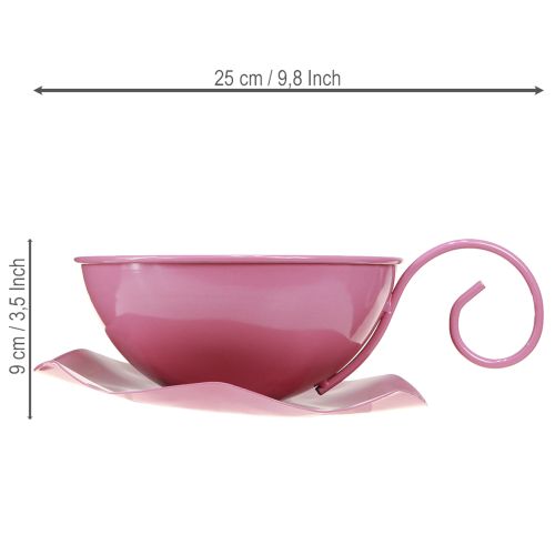 kohteita Metallinen muki Ø16cm K9cm Koristeellinen muki lautasella Pinkki 2 kpl