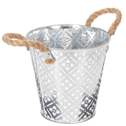 Metallinen istutusruukku, kukkaruukku kahvoilla, istutusruukku kukkakuviolla Ø18cm | Floristik24.fi