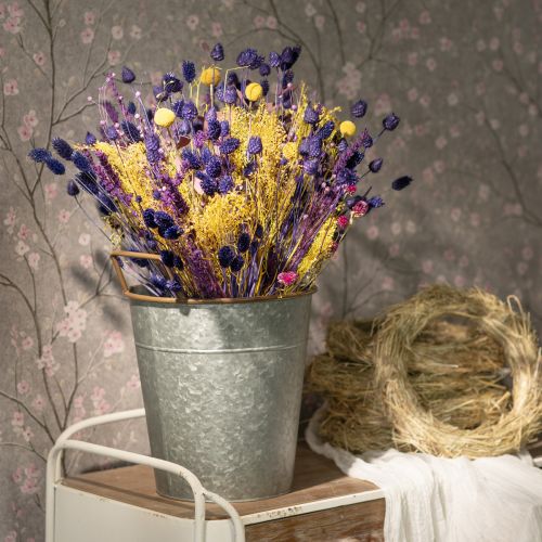 Floristik24 Metalliruukku istutukseen, istutuskone kahvoilla, istutuskone hopea, ruskea Ø21cm K30,5cm