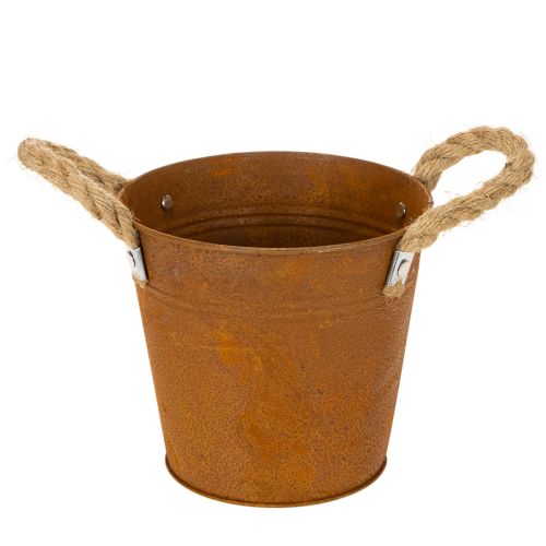 Metallinen ruukku kahvoilla, yrttiruukku, ruostekoristelu Ø16,5cm K15cm | Floristik24.fi