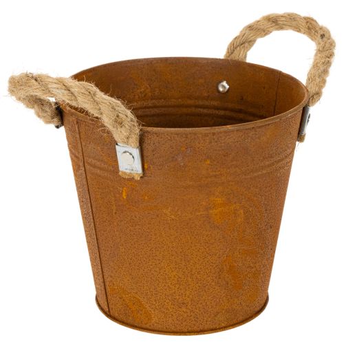 Metallinen ruukku kahvoilla, yrttiruukku, ruostekoristelu Ø16,5cm K15cm ostaa | Floristik24.fi