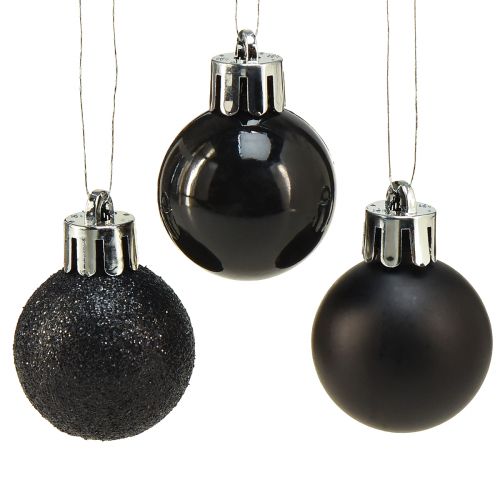 Floristik24 Mini Tree Balls Musta Särkymätön Muovi Ø3cm 14kpl