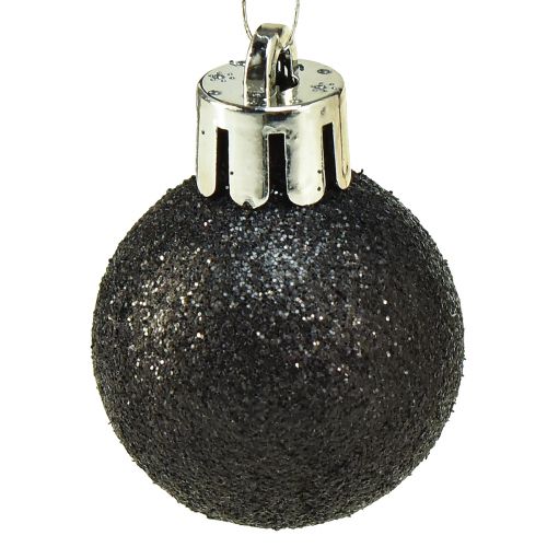 kohteita Mini Tree Balls Musta Särkymätön Muovi Ø3cm 14kpl