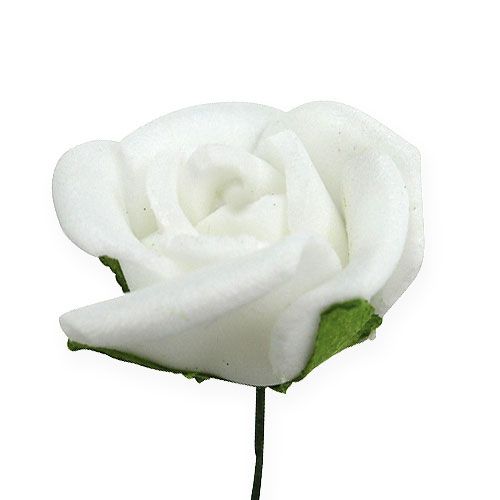 Floristik24 Minivaahtomuusu ruusuja Ø 1,5cm valkoinen 72 kpl