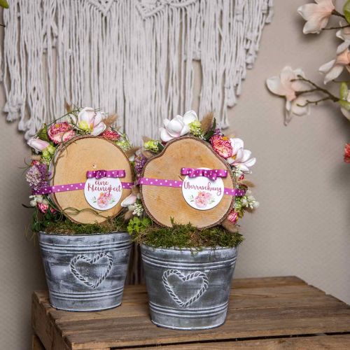 Floristik24 Kukkaruukku nuhjuinen tyylikäs istutuskone metallisydän Ø17cm K13,5cm