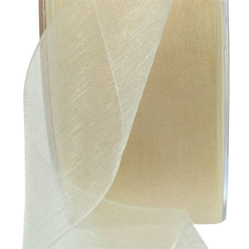kohteita Organza nauha helmillä 4,0cm 50m kerma
