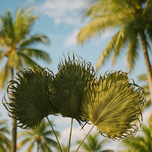 kohteita Palmunlehtikoriste eksoottisiin asetelmiin ja pöytäkoristeluun, 5 kpl