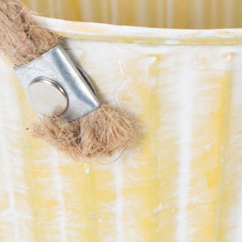 kohteita Istutusämpäri, metallinen ruukku kahvoilla, koristeellinen istutusastia, pinkki/vihreä/keltainen, shabby chic, Ø12cm, korkeus10cm, 3 kpl setti